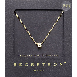 -B- Secret Box _ 14K Gold Dipped Monogram Pendant Necklace